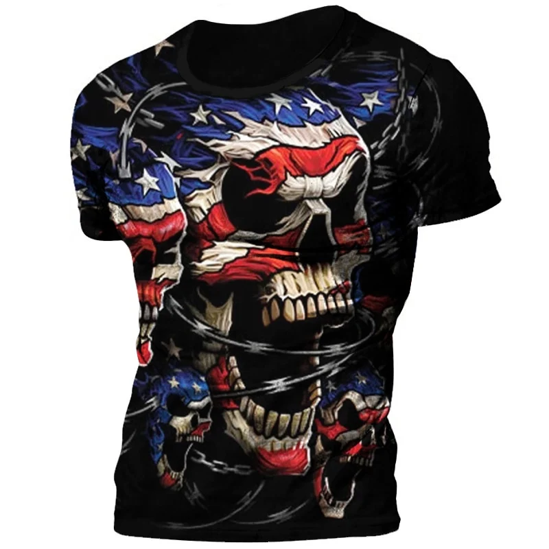Herren Horror Skulls 3D T-Shirt Rundhals Unisex Sommer Streetwear