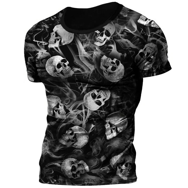 Herren Horror Skulls 3D T-Shirt Rundhals Unisex Sommer Streetwear