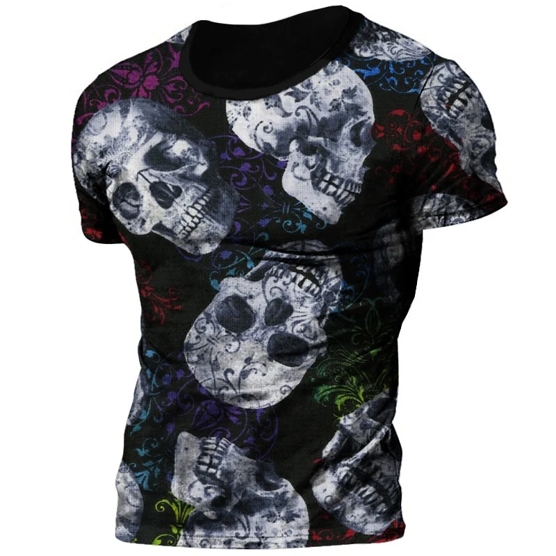Herren Horror Skulls 3D T-Shirt Rundhals Unisex Sommer Streetwear