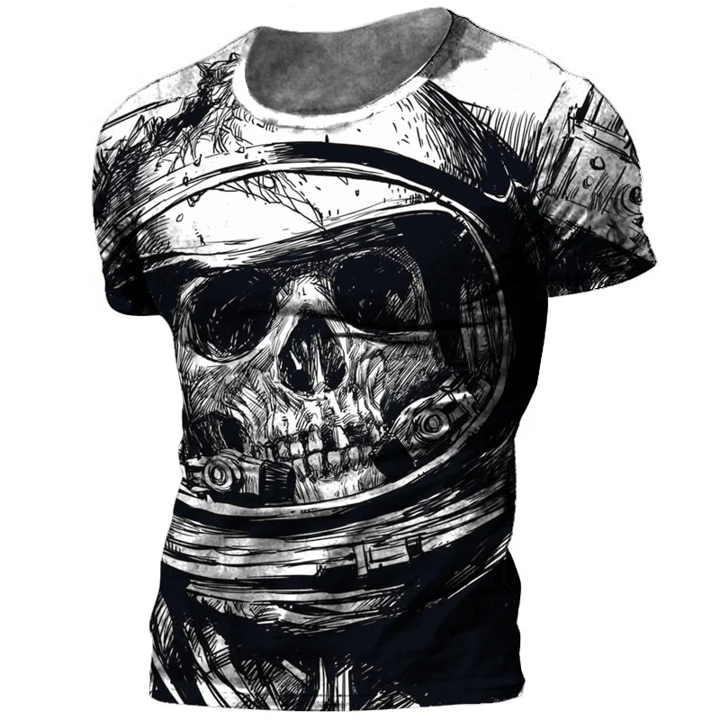Herren Horror Skulls 3D T-Shirt Rundhals Unisex Sommer Streetwear