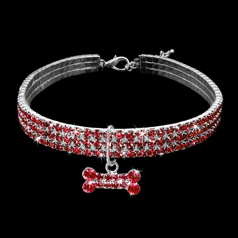 Hundehalsband Strass Silber Mops Halsband S M L Hunde Chihuahua Pink