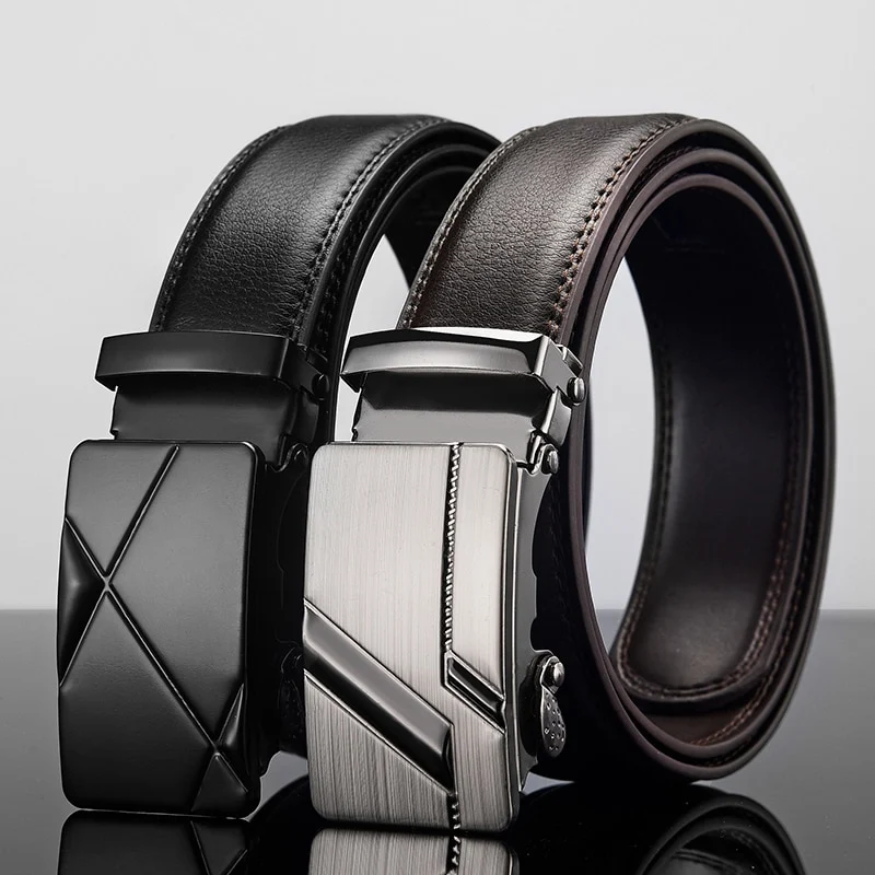 Neue Herren Gürtel Automatik Schnalle Echtes Leder Herrengürtel Luxusgürtel