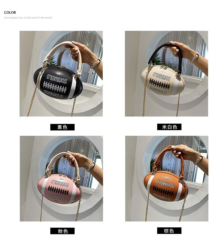 BagStreet kleine Damen Handtasche Schultertasche Herren Umhängetasche Football