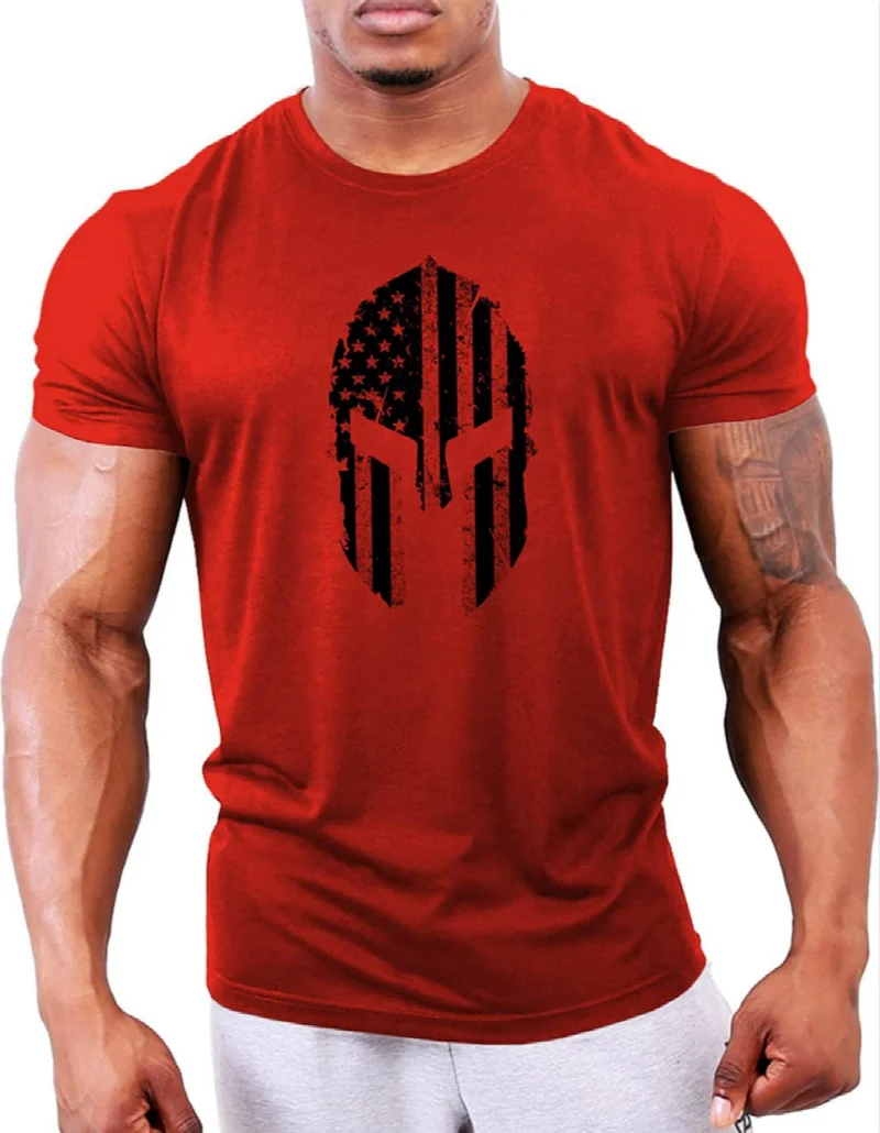 Herren Gym Fitness Viking Tattoo 3D T-Shirt Rundhals Unisex Streetwear