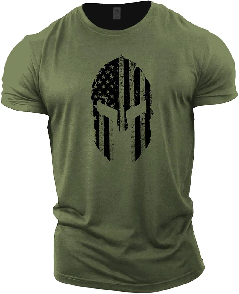 Herren Gym Fitness Viking Tattoo 3D T-Shirt Rundhals Unisex Streetwear