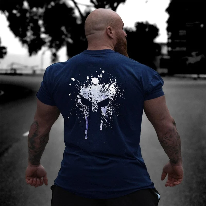 Herren Gym Fitness Viking Tattoo 3D T-Shirt Rundhals Unisex Streetwear