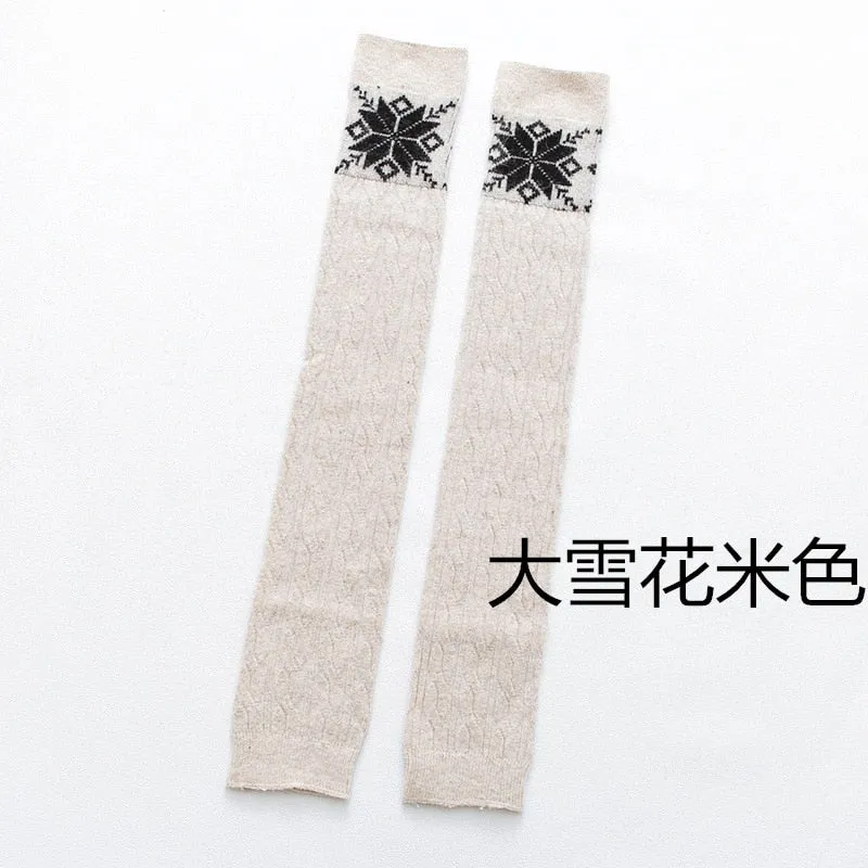 Damen Lange Socken Beinwärmer Stulpen Beinlinge Häkeln Kniestrümpfe Overknees