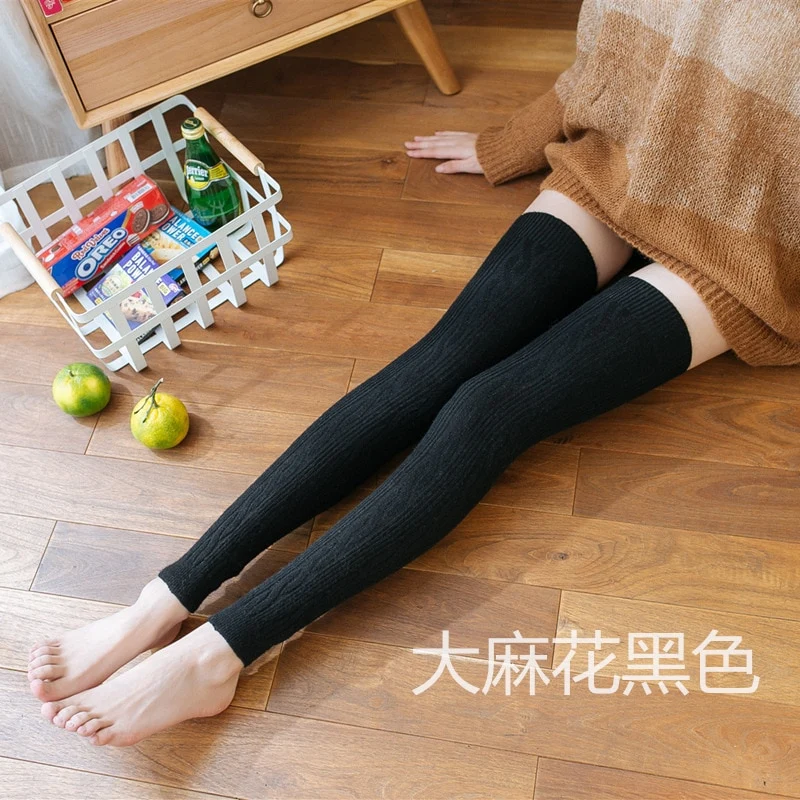 Damen Lange Socken Beinwärmer Stulpen Beinlinge Häkeln Kniestrümpfe Overknees