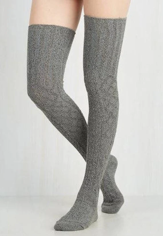 Damen Lange Socken Beinwärmer Stulpen Beinlinge Häkeln Kniestrümpfe Overknees