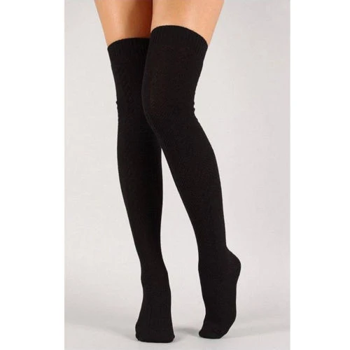 Damen Lange Socken Beinwärmer Stulpen Beinlinge Häkeln Kniestrümpfe Overknees