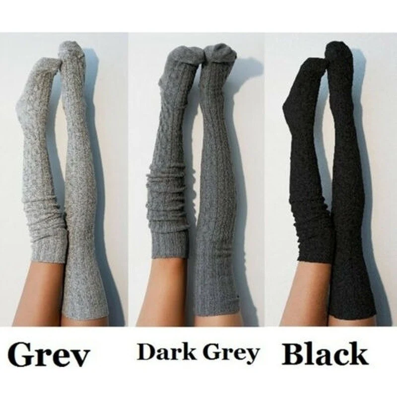 Damen Lange Socken Beinwärmer Stulpen Beinlinge Häkeln Kniestrümpfe Overknees