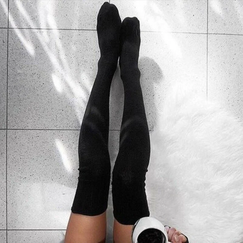 Damen Lange Socken Beinwärmer Stulpen Beinlinge Häkeln Kniestrümpfe Overknees