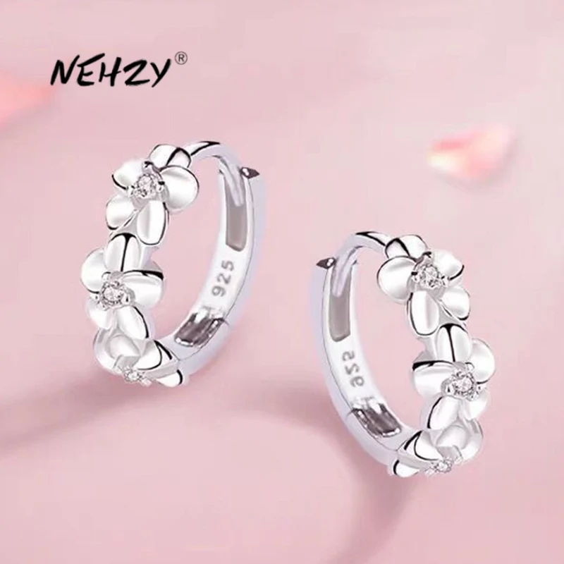 1 Paar Creolen aus 925 Sterling Silber Ohrringe Zirkonia Ohrstecker NEU
