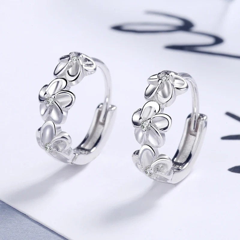 1 Paar Creolen aus 925 Sterling Silber Ohrringe Zirkonia Ohrstecker NEU