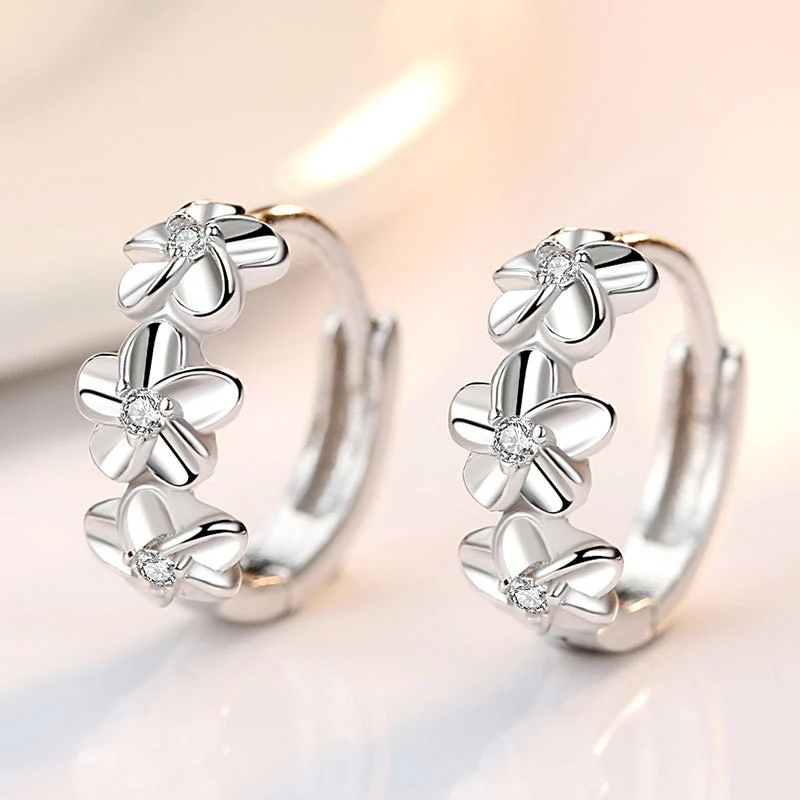 1 Paar Creolen aus 925 Sterling Silber Ohrringe Zirkonia Ohrstecker NEU