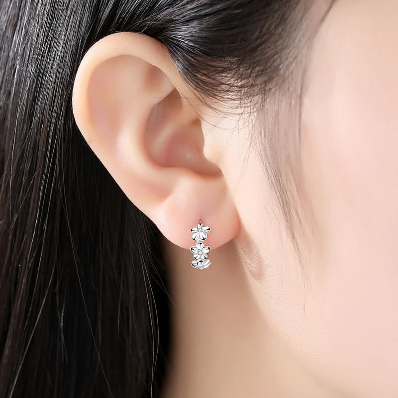 1 Paar Creolen aus 925 Sterling Silber Ohrringe Zirkonia Ohrstecker NEU