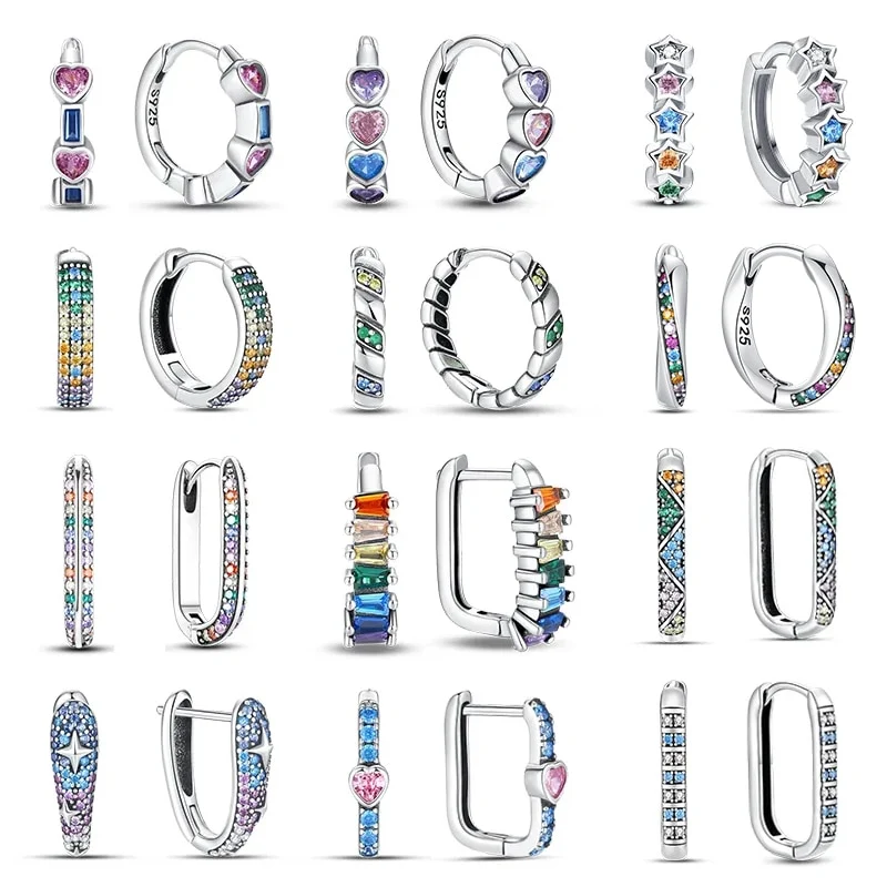 1 Paar Creolen aus 925 Sterling Silber Ohrringe Zirkonia Ohrstecker NEU