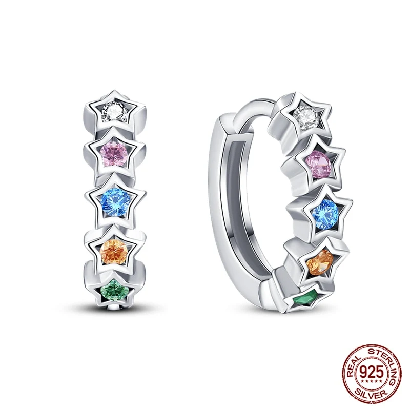 1 Paar Creolen aus 925 Sterling Silber Ohrringe Zirkonia Ohrstecker NEU