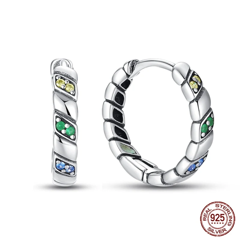 1 Paar Creolen aus 925 Sterling Silber Ohrringe Zirkonia Ohrstecker NEU