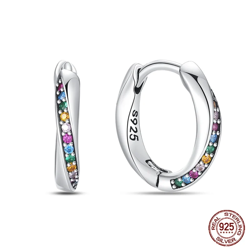 1 Paar Creolen aus 925 Sterling Silber Ohrringe Zirkonia Ohrstecker NEU