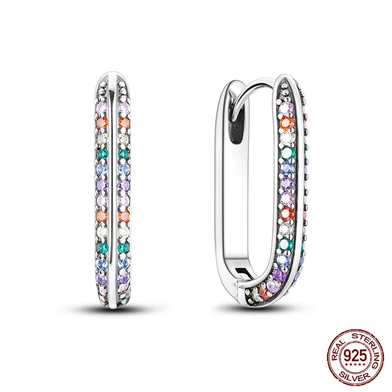 1 Paar Creolen aus 925 Sterling Silber Ohrringe Zirkonia Ohrstecker NEU
