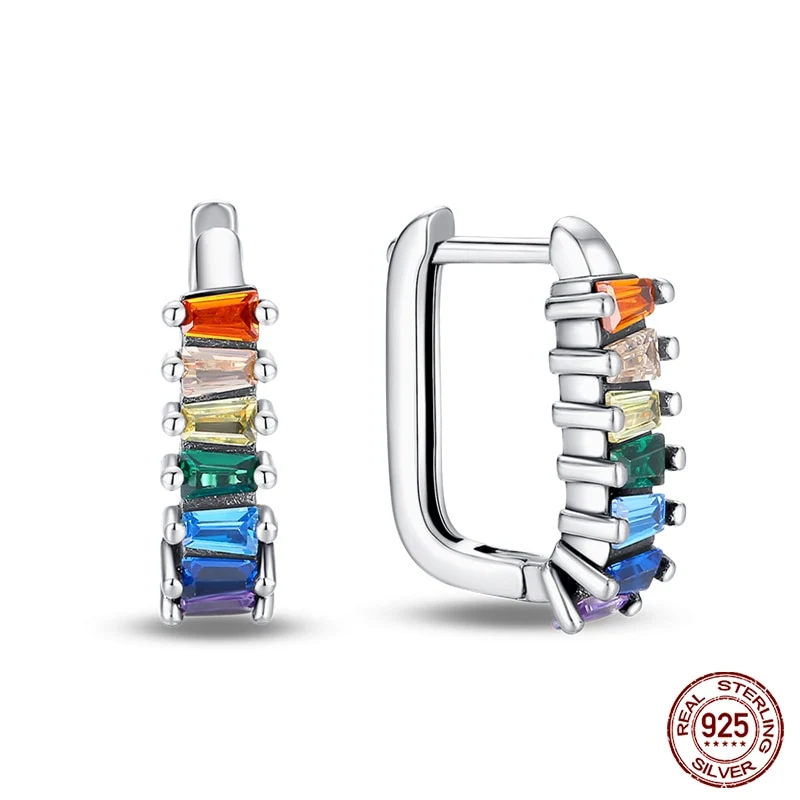 1 Paar Creolen aus 925 Sterling Silber Ohrringe Zirkonia Ohrstecker NEU