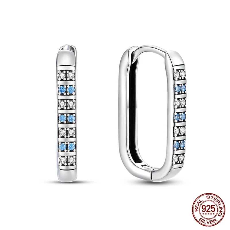1 Paar Creolen aus 925 Sterling Silber Ohrringe Zirkonia Ohrstecker NEU