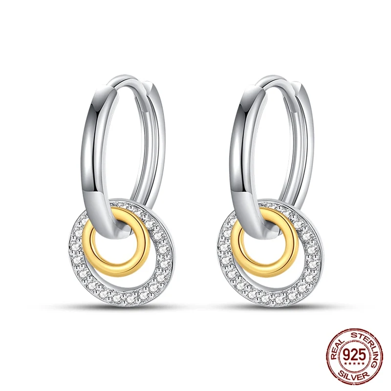 1 Paar Creolen aus 925 Sterling Silber Ohrringe Zirkonia Ohrstecker NEU