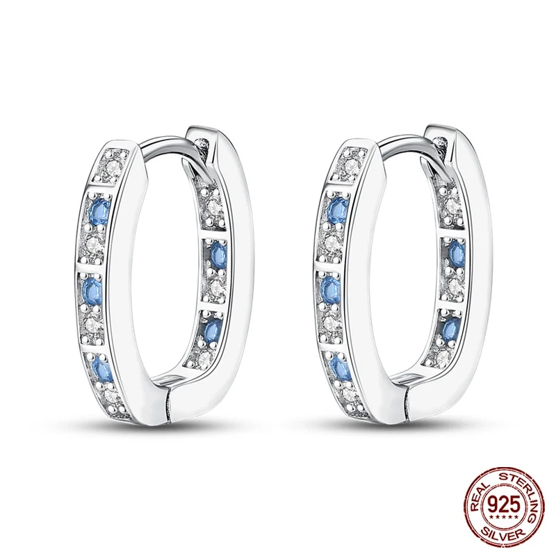 1 Paar Creolen aus 925 Sterling Silber Ohrringe Zirkonia Ohrstecker NEU