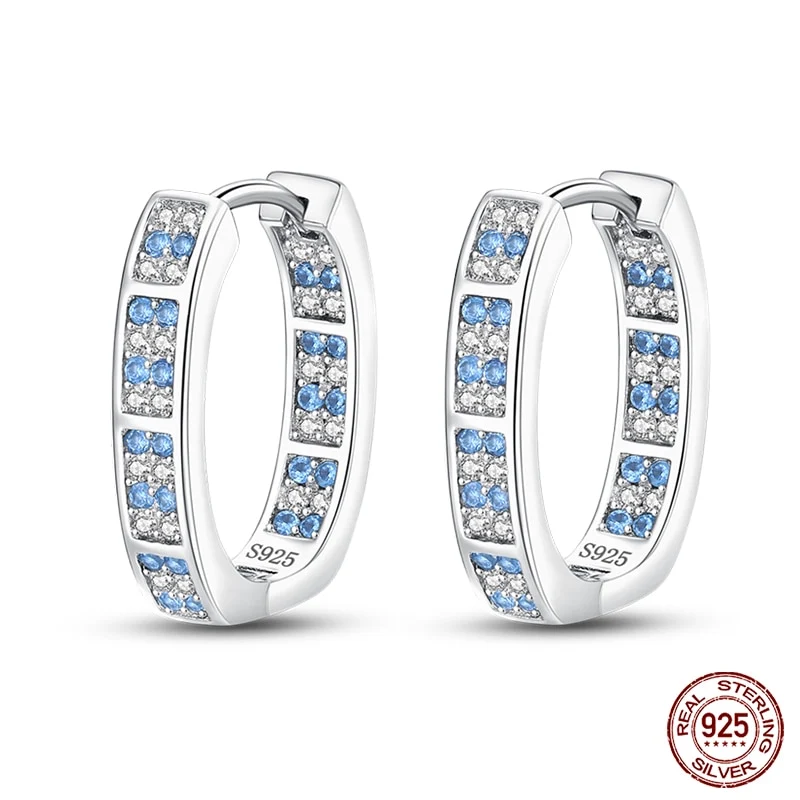 1 Paar Creolen aus 925 Sterling Silber Ohrringe Zirkonia Ohrstecker NEU