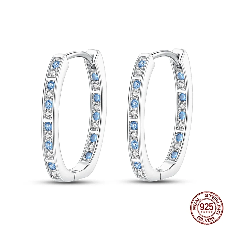 1 Paar Creolen aus 925 Sterling Silber Ohrringe Zirkonia Ohrstecker NEU