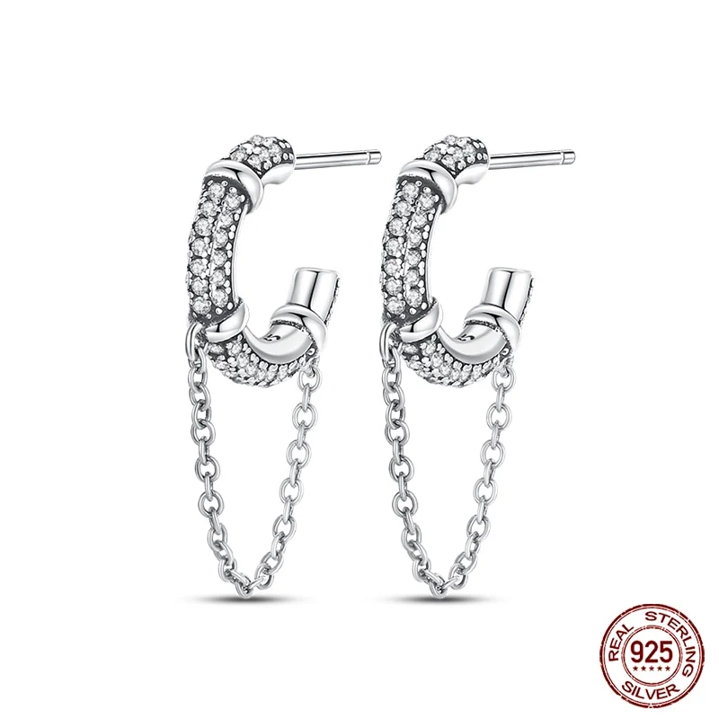 1 Paar Creolen aus 925 Sterling Silber Ohrringe Zirkonia Ohrstecker NEU
