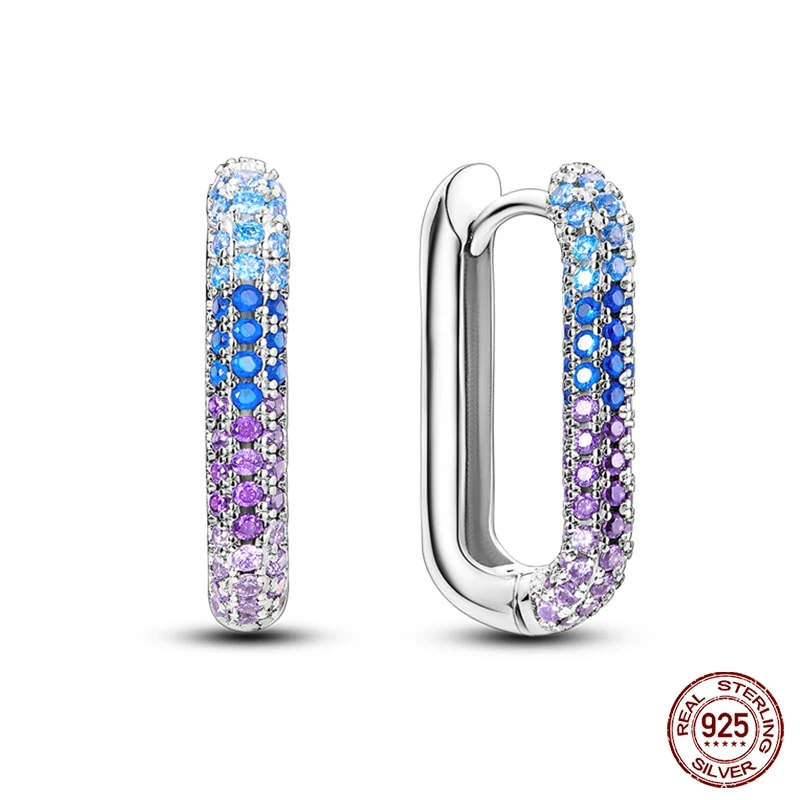1 Paar Creolen aus 925 Sterling Silber Ohrringe Zirkonia Ohrstecker NEU