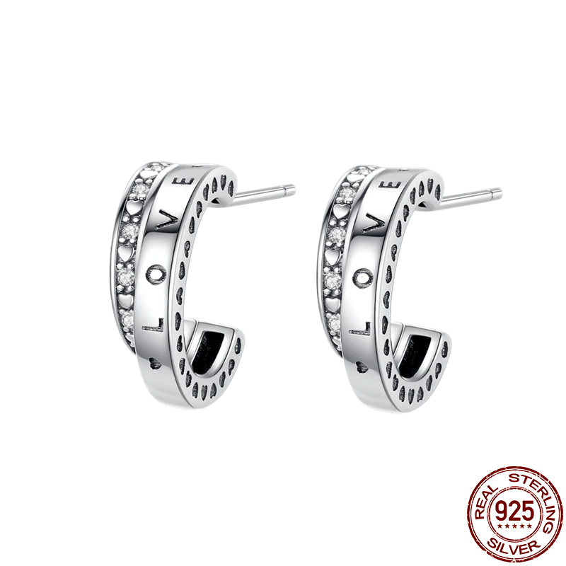 1 Paar Creolen aus 925 Sterling Silber Ohrringe Zirkonia Ohrstecker NEU