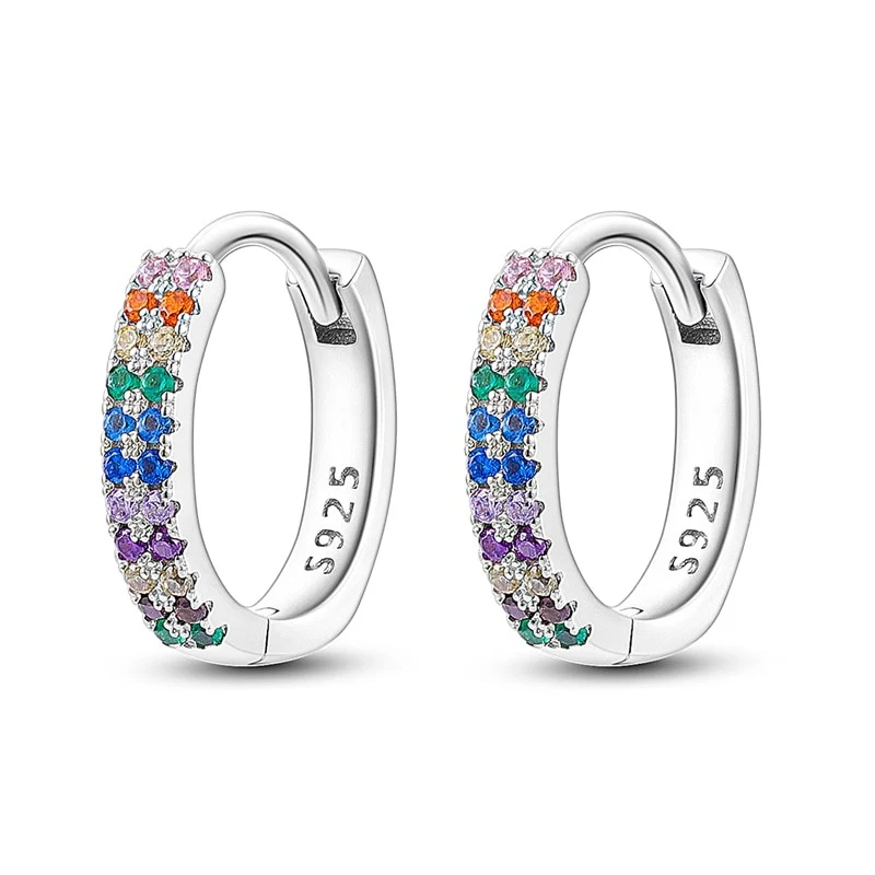 1 Paar Creolen aus 925 Sterling Silber Ohrringe Zirkonia Ohrstecker NEU