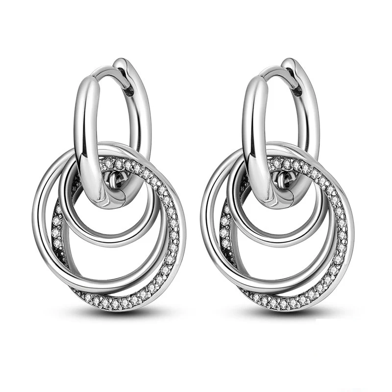 1 Paar Creolen aus 925 Sterling Silber Ohrringe Zirkonia Ohrstecker NEU