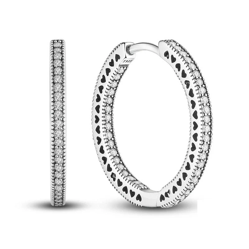 1 Paar Creolen aus 925 Sterling Silber Ohrringe Zirkonia Ohrstecker NEU