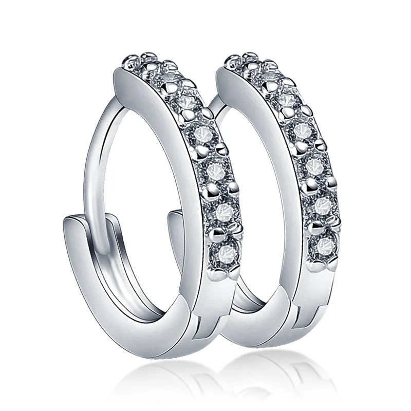 1 Paar Creolen aus 925 Sterling Silber Ohrringe Zirkonia Ohrstecker NEU