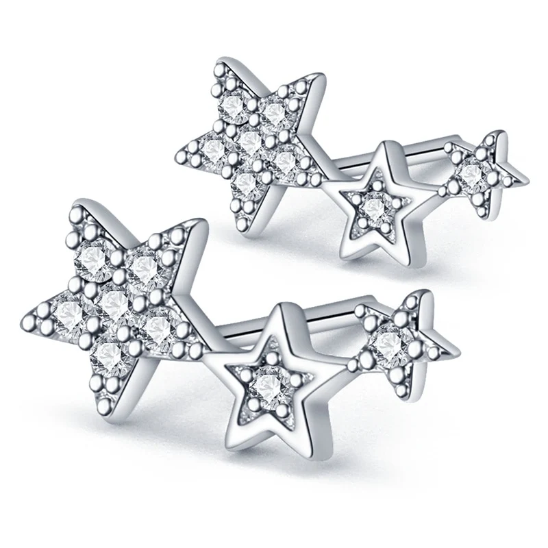 1 Paar Creolen aus 925 Sterling Silber Ohrringe Zirkonia Ohrstecker NEU