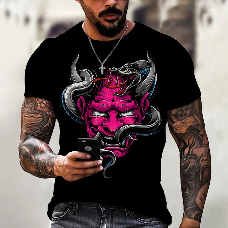 Herren Samurai Oversized 3D T-Shirt Rundhals Unisex Sommer Streetwear