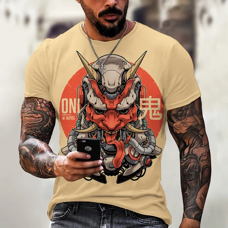 Herren Samurai Oversized 3D T-Shirt Rundhals Unisex Sommer Streetwear