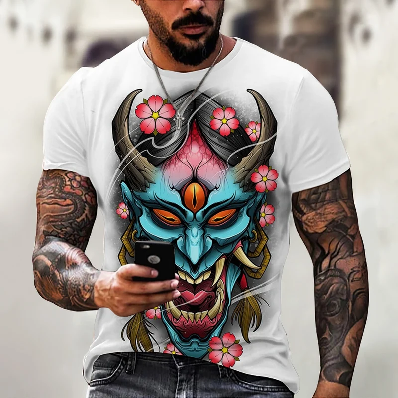 Herren Samurai Oversized 3D T-Shirt Rundhals Unisex Sommer Streetwear