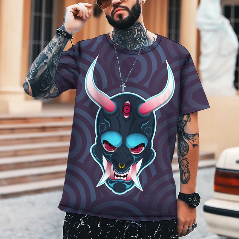 Herren Samurai Oversized 3D T-Shirt Rundhals Unisex Sommer Streetwear