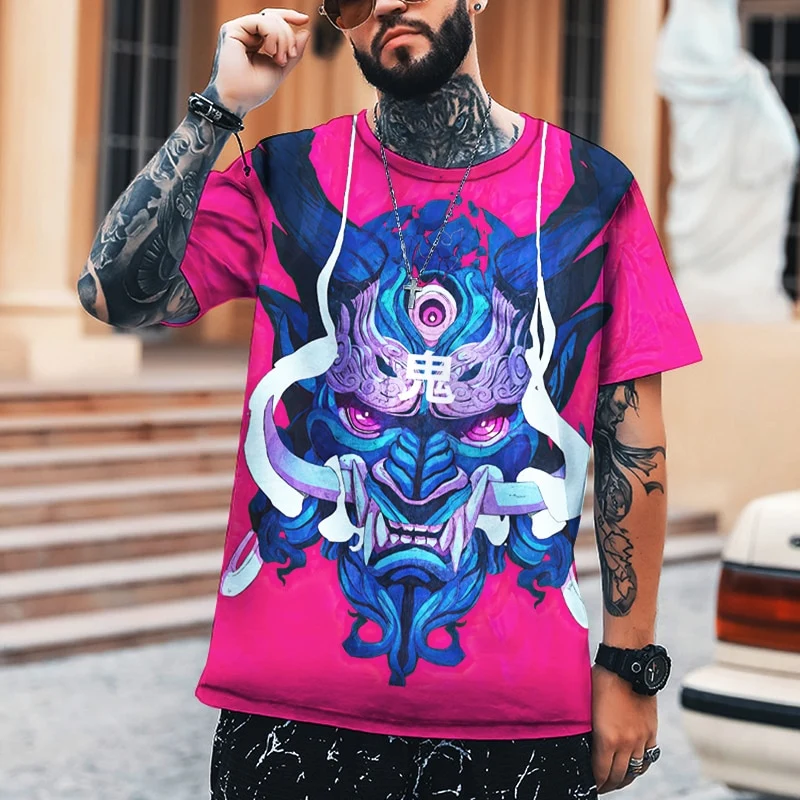 Herren Samurai Oversized 3D T-Shirt Rundhals Unisex Sommer Streetwear
