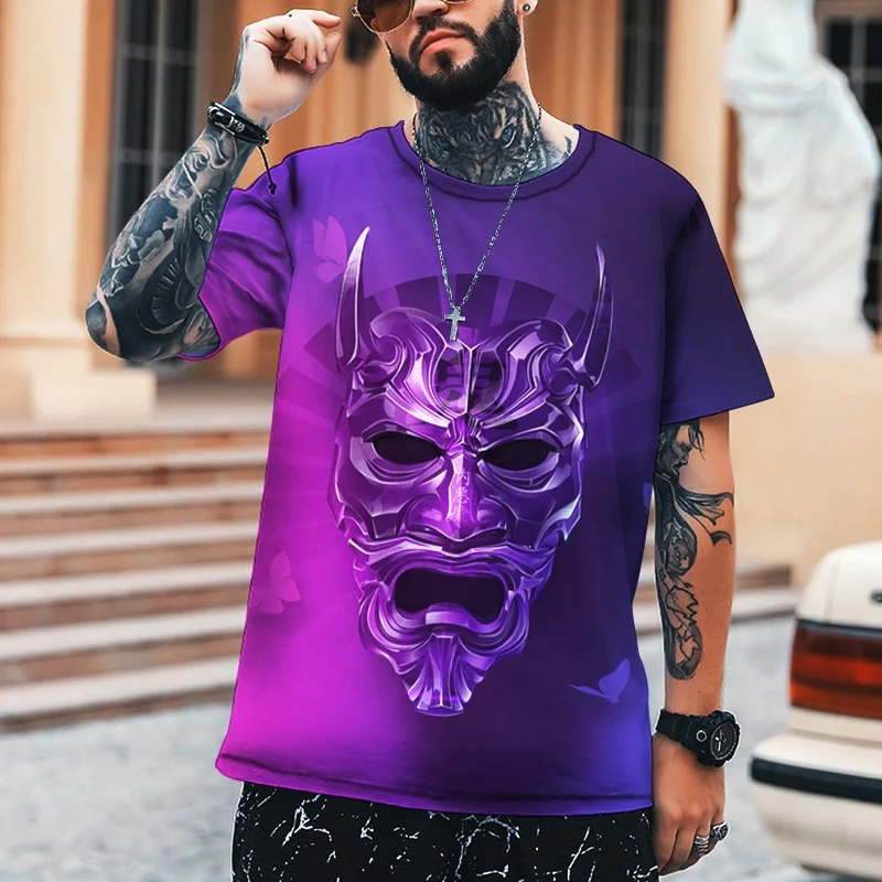 Herren Samurai Oversized 3D T-Shirt Rundhals Unisex Sommer Streetwear