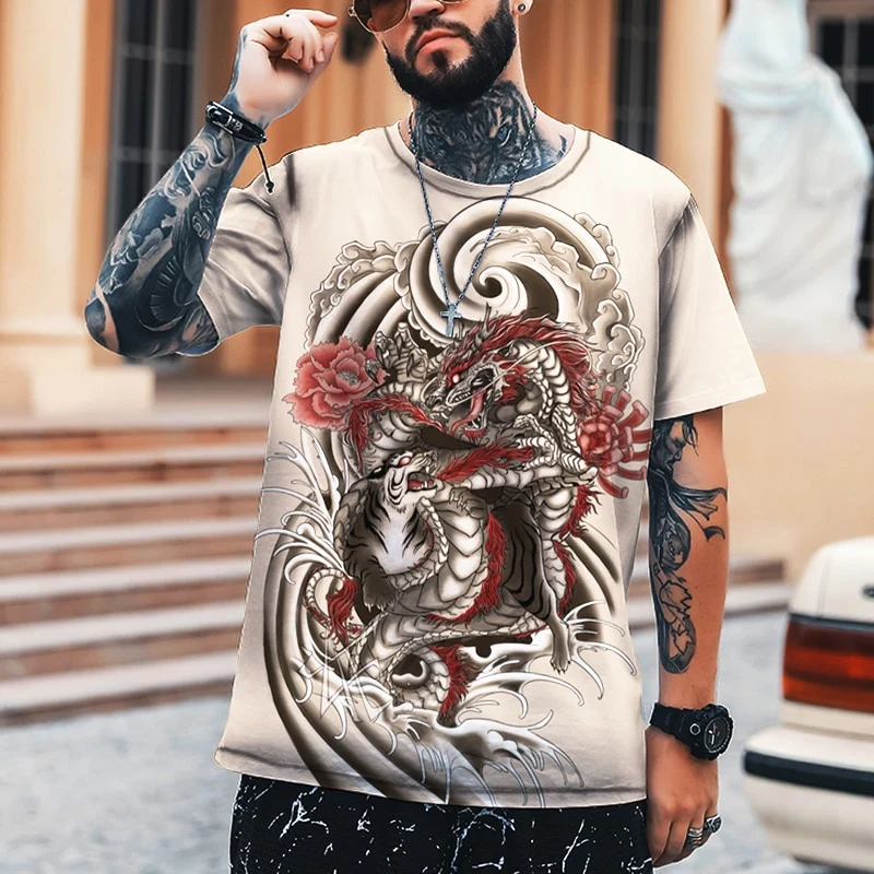 Herren Samurai Oversized 3D T-Shirt Rundhals Unisex Sommer Streetwear