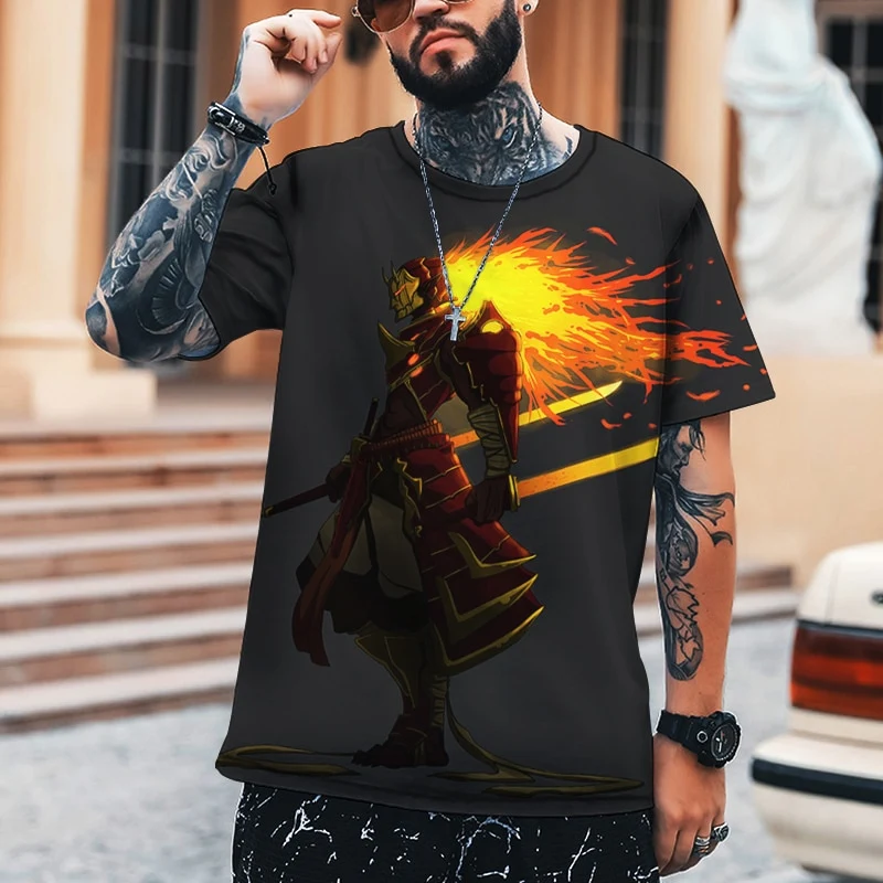 Herren Samurai Oversized 3D T-Shirt Rundhals Unisex Sommer Streetwear