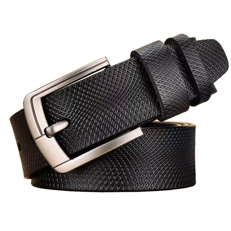 Echt Jeans-Gürtel Herren Damen Echt Leder Gürtel Schnalle Schwarz Braun NEU