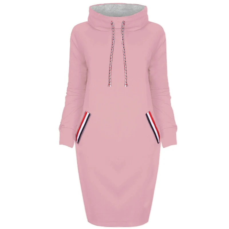 Dame Kapuzenpullover Minikleid Hoodie Sweatshirt Longtops Tunika Jumper Kleid
