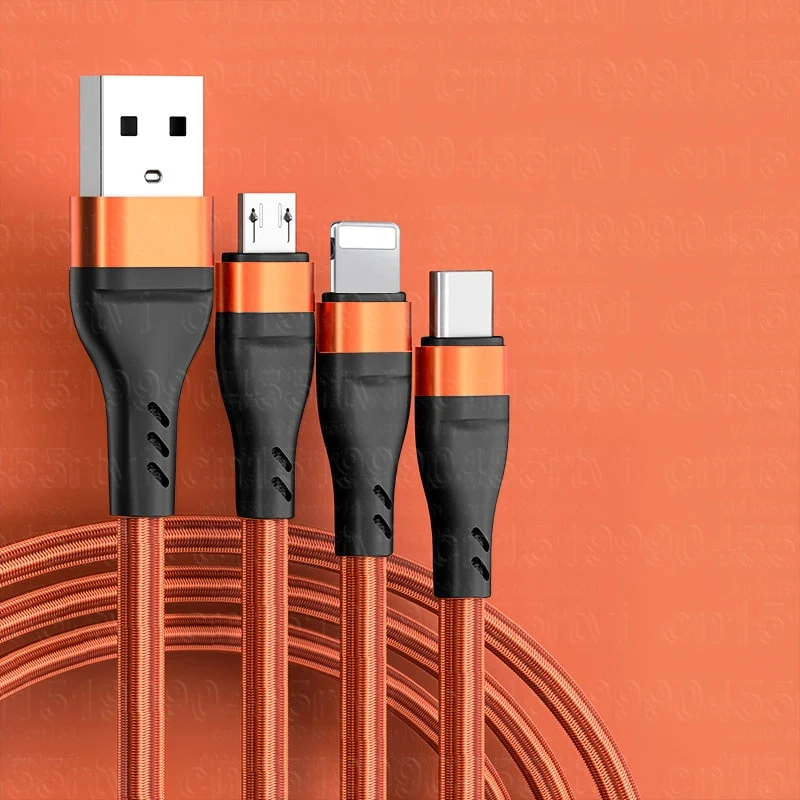 3 in 1 Ladekabel USB Typ C Schnell Datenkabel für Samsung Huawei Handy Schnellladekabel